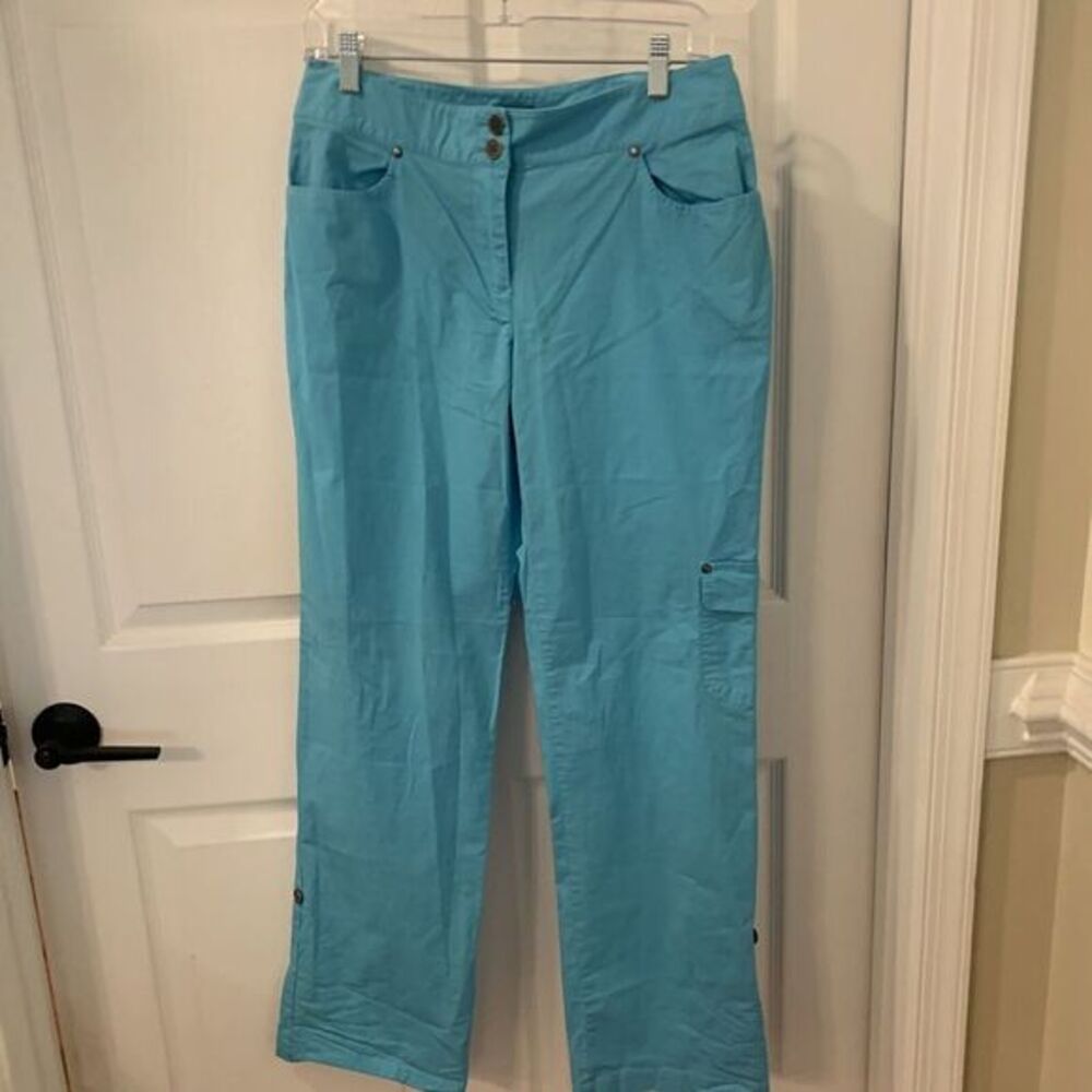 Chico's Cargo Pants, Women's‎ Size 0 Elastic Back Waist, Zip Front 32x30 Blue